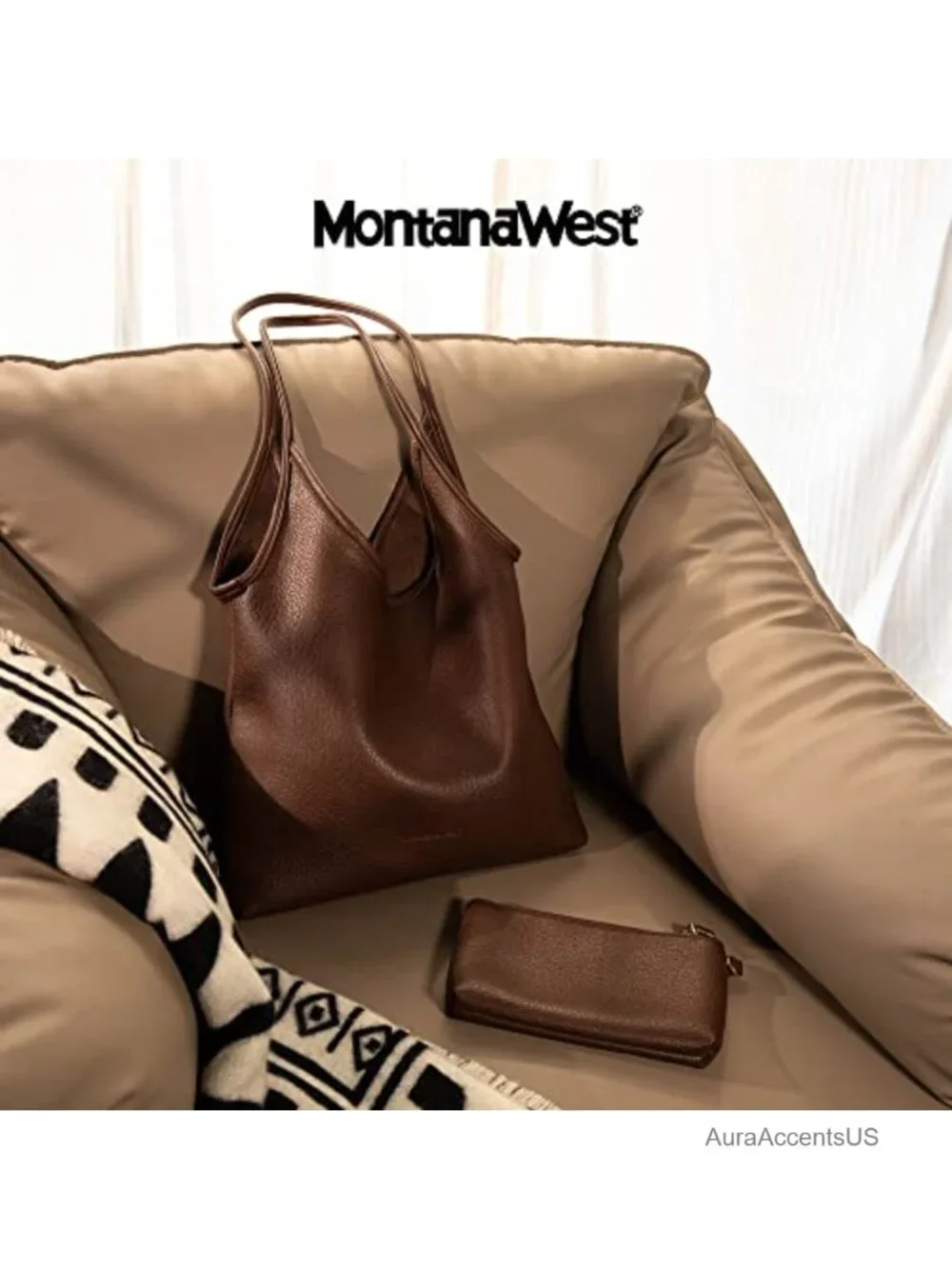 Slouchy Hobo Bag Soft Vegan Leather Shoulder Purse with Zipper Pouch Top Handle
